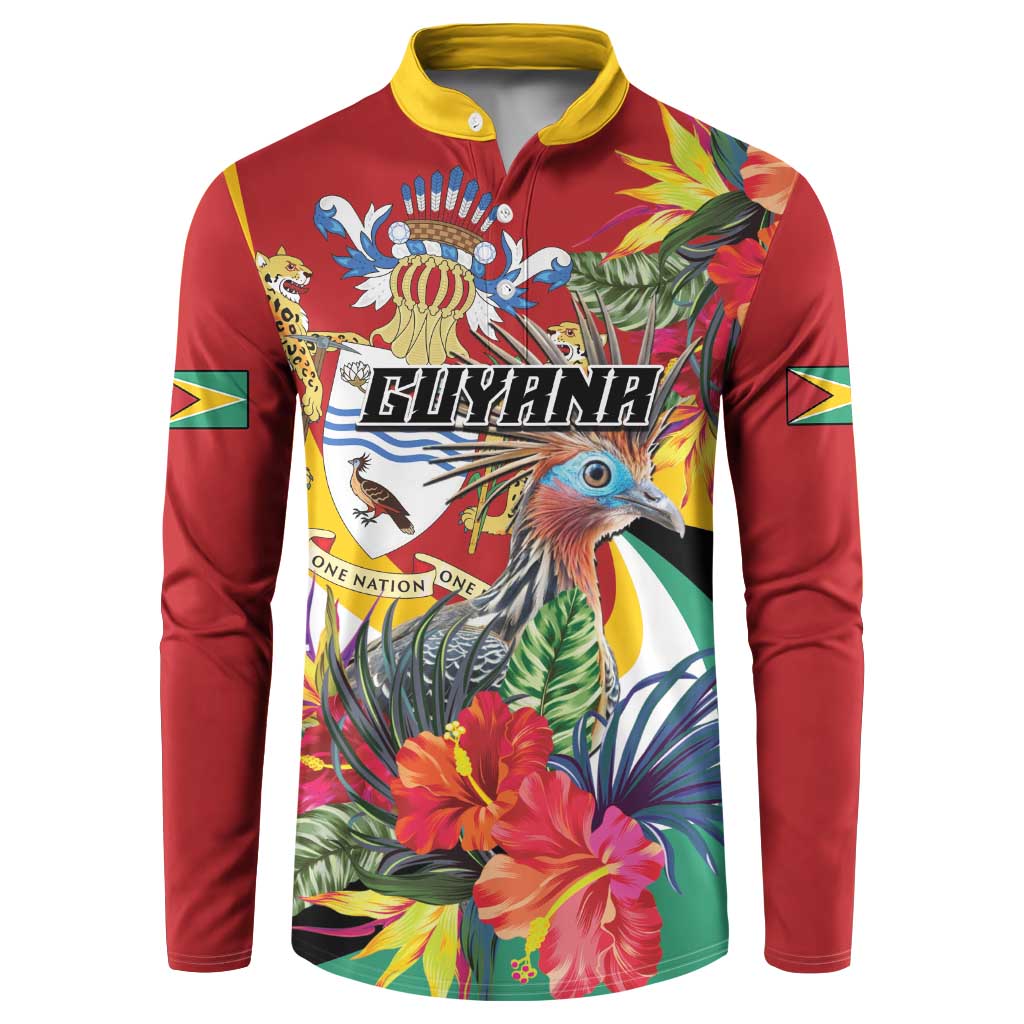 Personalized Guyana Canje Pheasant Button Sweatshirt Tropical Flowers - Wonder Print Shop