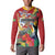 Personalized Guyana Canje Pheasant Button Sweatshirt Tropical Flowers - Wonder Print Shop