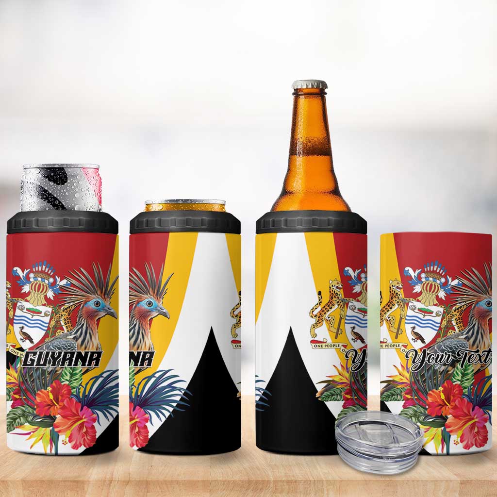 Personalized Guyana Canje Pheasant 4 in 1 Can Cooler Tumbler Tropical Flowers - Wonder Print Shop