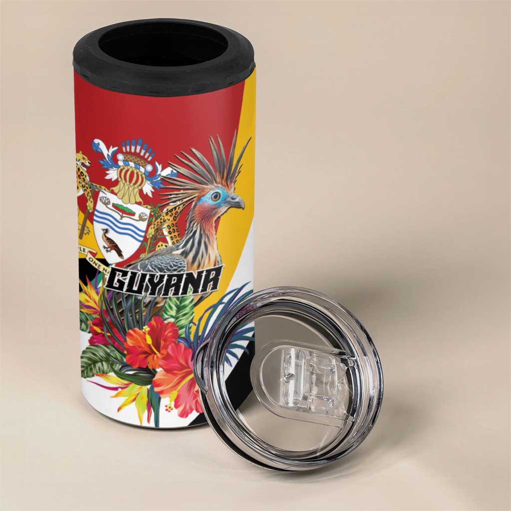 Personalized Guyana Canje Pheasant 4 in 1 Can Cooler Tumbler Tropical Flowers - Wonder Print Shop