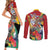 Personalized Guyana Canje Pheasant Couples Matching Short Sleeve Bodycon Dress and Long Sleeve Button Shirt Tropical Flowers - Wonder Print Shop