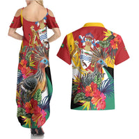 Personalized Guyana Canje Pheasant Couples Matching Summer Maxi Dress and Hawaiian Shirt Tropical Flowers - Wonder Print Shop