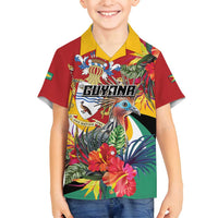 Personalized Guyana Canje Pheasant Family Matching Long Sleeve Bodycon Dress and Hawaiian Shirt Tropical Flowers - Wonder Print Shop