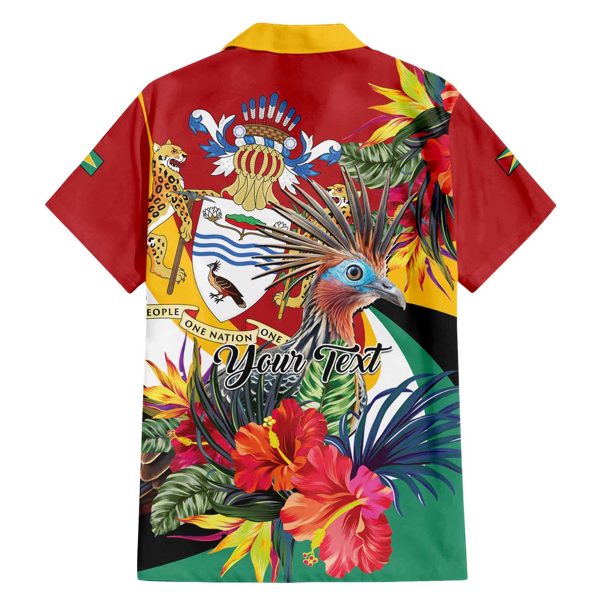Personalized Guyana Canje Pheasant Family Matching Off The Shoulder Long Sleeve Dress and Hawaiian Shirt Tropical Flowers - Wonder Print Shop