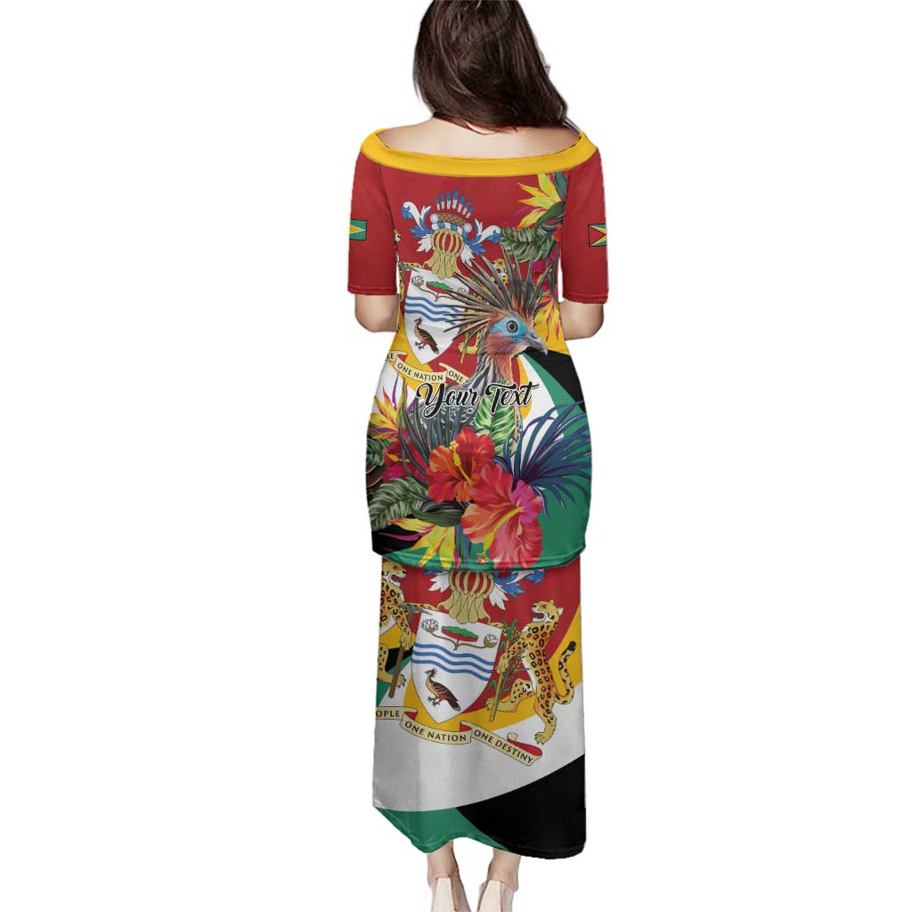 Personalized Guyana Canje Pheasant Family Matching Puletasi and Hawaiian Shirt Tropical Flowers - Wonder Print Shop