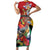 Personalized Guyana Canje Pheasant Family Matching Short Sleeve Bodycon Dress and Hawaiian Shirt Tropical Flowers - Wonder Print Shop