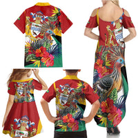 Personalized Guyana Canje Pheasant Family Matching Summer Maxi Dress and Hawaiian Shirt Tropical Flowers - Wonder Print Shop