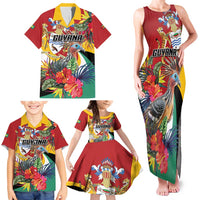 Personalized Guyana Canje Pheasant Family Matching Tank Maxi Dress and Hawaiian Shirt Tropical Flowers - Wonder Print Shop