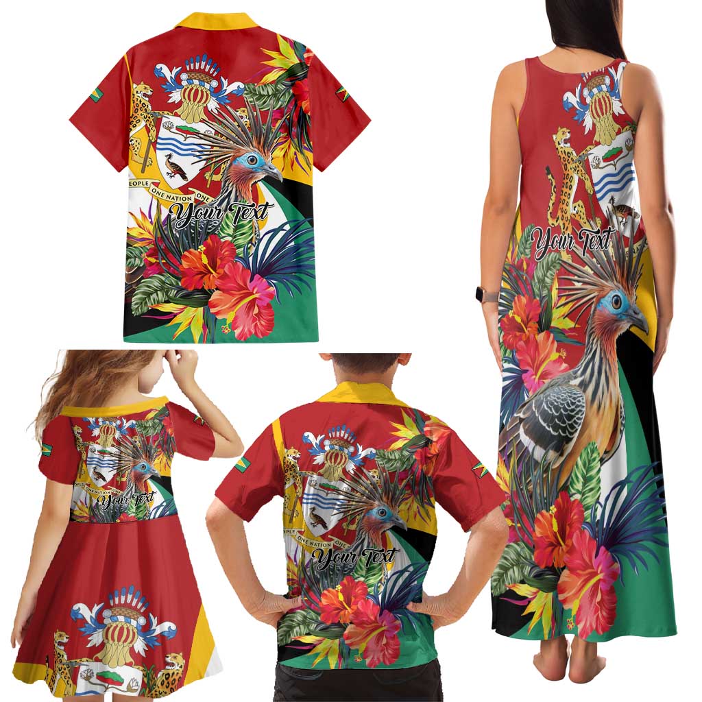 Personalized Guyana Canje Pheasant Family Matching Tank Maxi Dress and Hawaiian Shirt Tropical Flowers - Wonder Print Shop