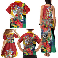 Personalized Guyana Canje Pheasant Family Matching Tank Maxi Dress and Hawaiian Shirt Tropical Flowers - Wonder Print Shop