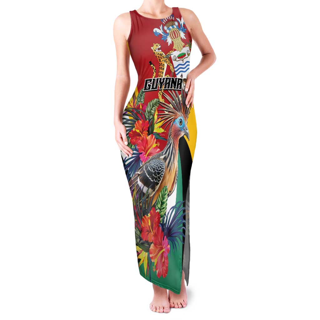 Personalized Guyana Canje Pheasant Family Matching Tank Maxi Dress and Hawaiian Shirt Tropical Flowers - Wonder Print Shop