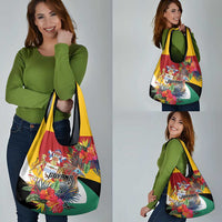 Guyana Canje Pheasant Grocery Bag Tropical Flowers - Wonder Print Shop