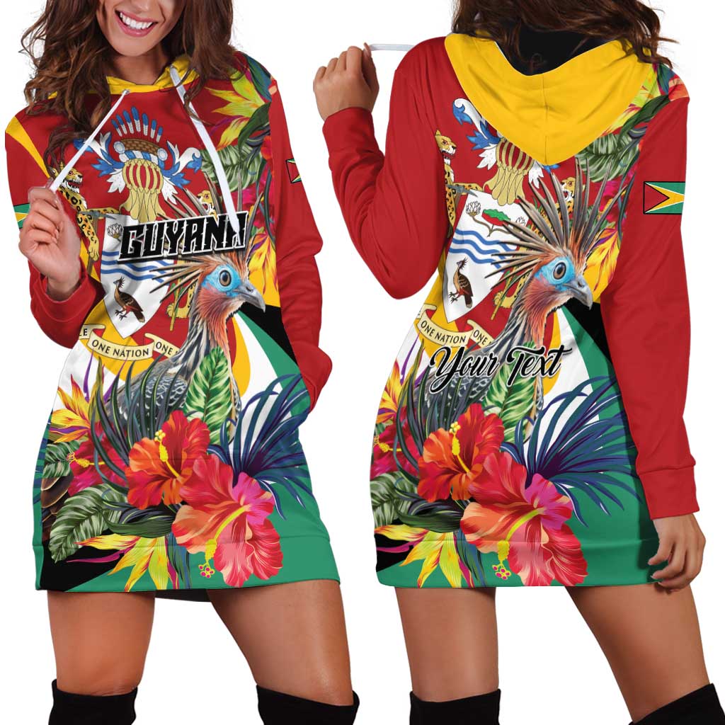 Personalized Guyana Canje Pheasant Hoodie Dress Tropical Flowers - Wonder Print Shop