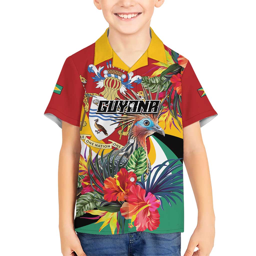 Personalized Guyana Canje Pheasant Kid Hawaiian Shirt Tropical Flowers - Wonder Print Shop