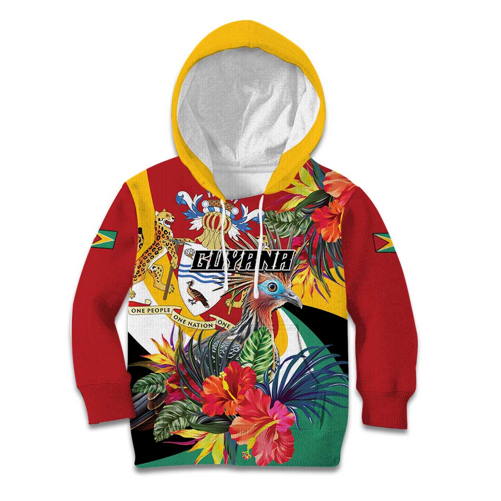 Personalized Guyana Canje Pheasant Kid Hoodie Tropical Flowers - Wonder Print Shop
