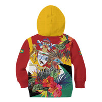Personalized Guyana Canje Pheasant Kid Hoodie Tropical Flowers - Wonder Print Shop