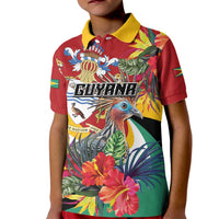 Personalized Guyana Canje Pheasant Kid Polo Shirt Tropical Flowers - Wonder Print Shop