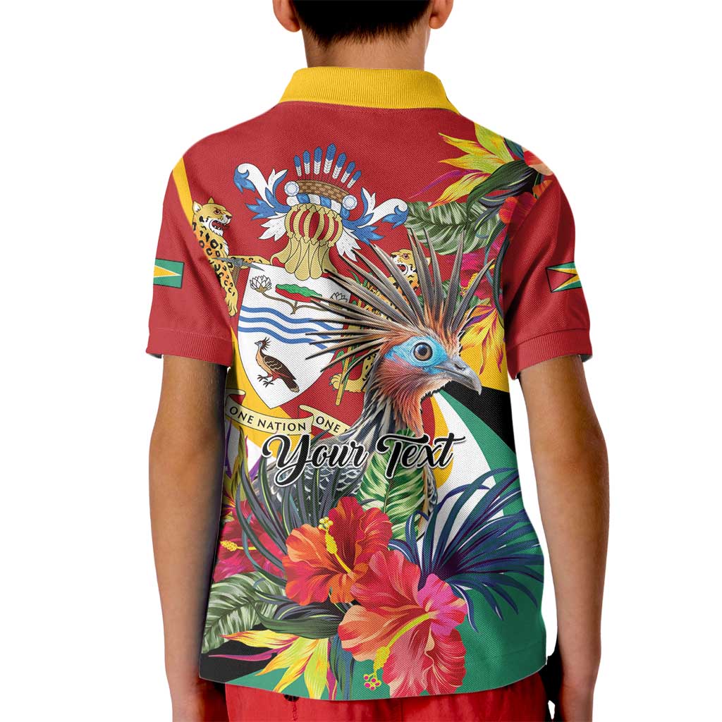 Personalized Guyana Canje Pheasant Kid Polo Shirt Tropical Flowers - Wonder Print Shop