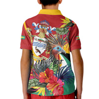 Personalized Guyana Canje Pheasant Kid Polo Shirt Tropical Flowers - Wonder Print Shop