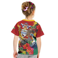 Personalized Guyana Canje Pheasant Kid T Shirt Tropical Flowers - Wonder Print Shop