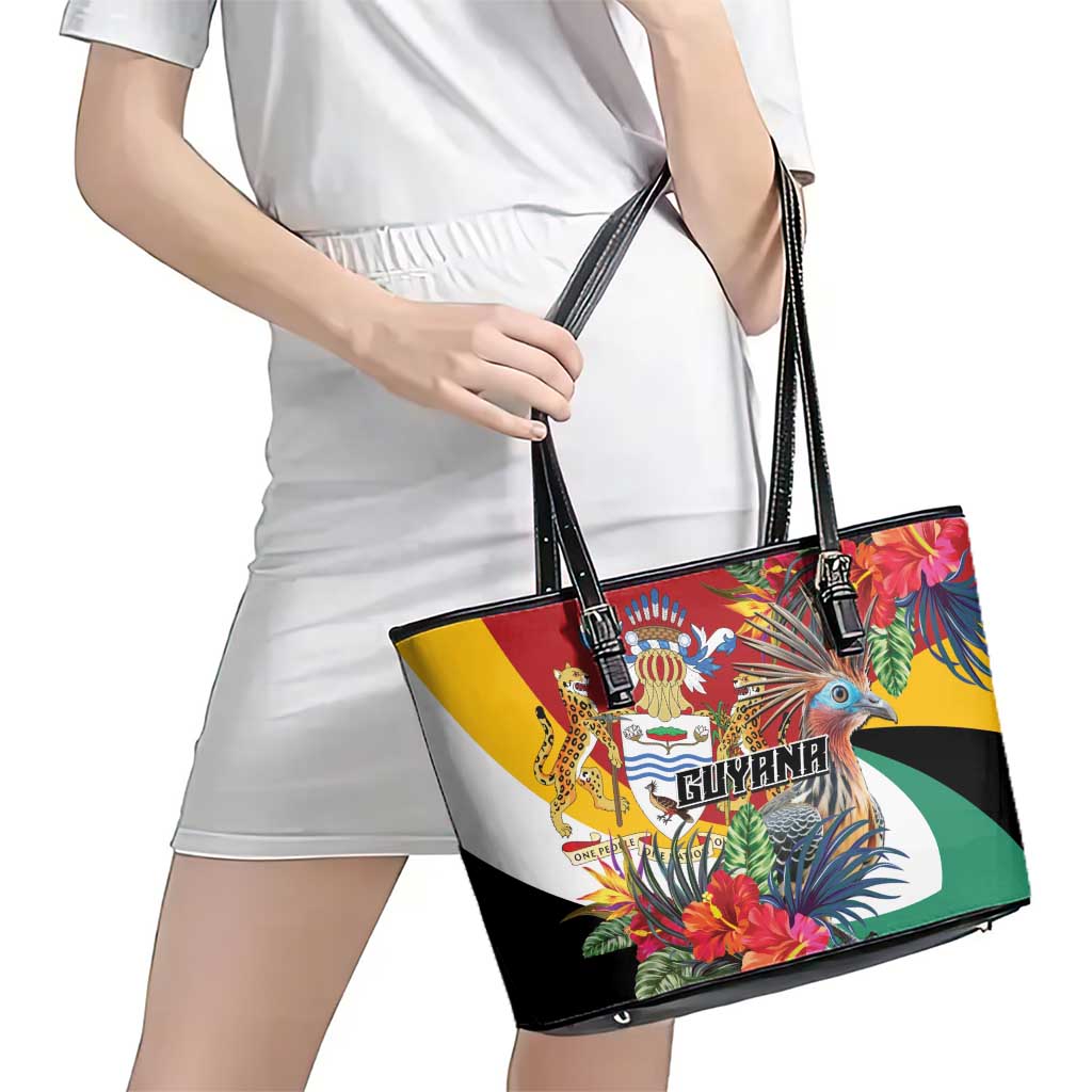 Guyana Canje Pheasant Leather Tote Bag Tropical Flowers - Wonder Print Shop