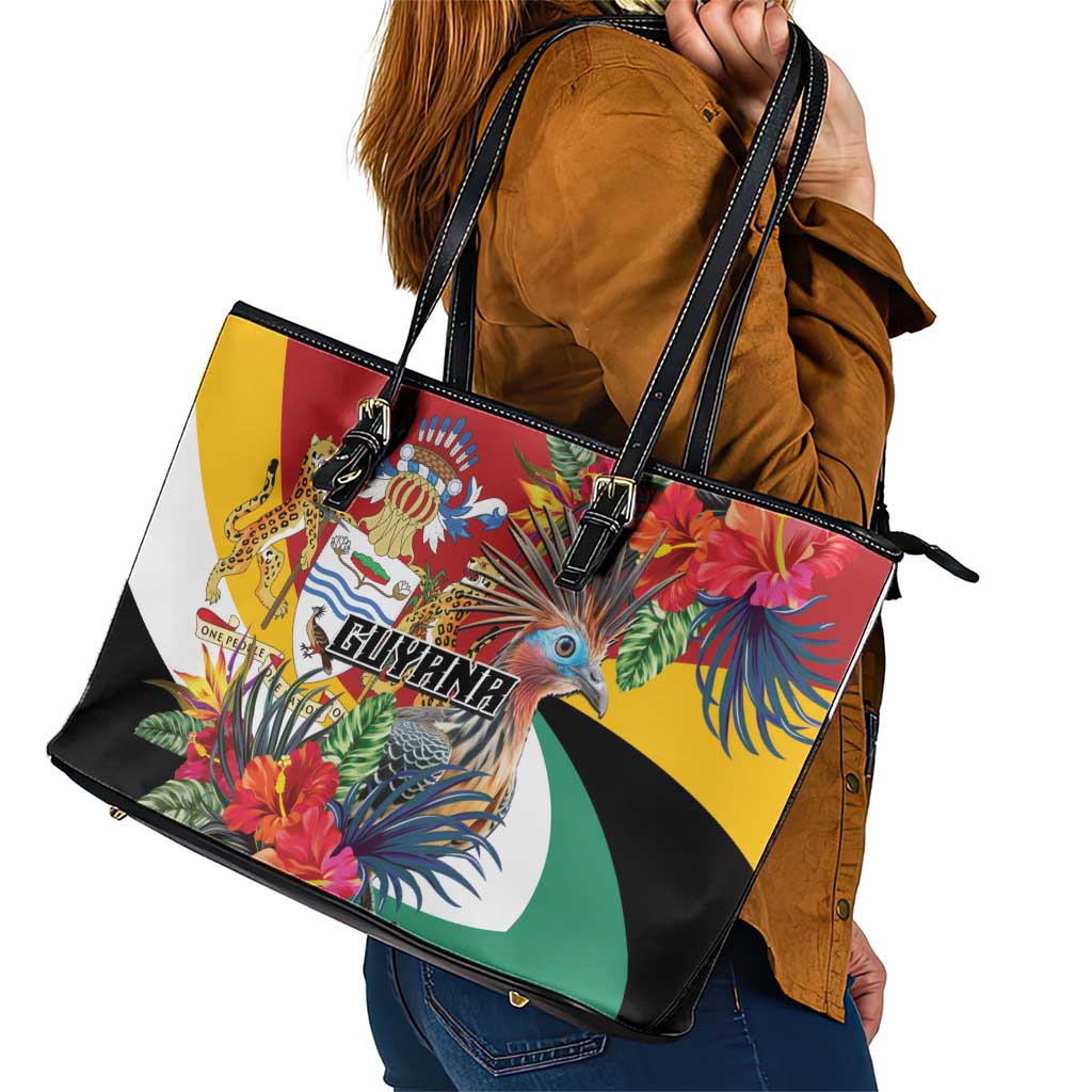 Guyana Canje Pheasant Leather Tote Bag Tropical Flowers - Wonder Print Shop