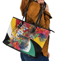 Guyana Canje Pheasant Leather Tote Bag Tropical Flowers - Wonder Print Shop