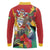 Personalized Guyana Canje Pheasant Long Sleeve Polo Shirt Tropical Flowers - Wonder Print Shop
