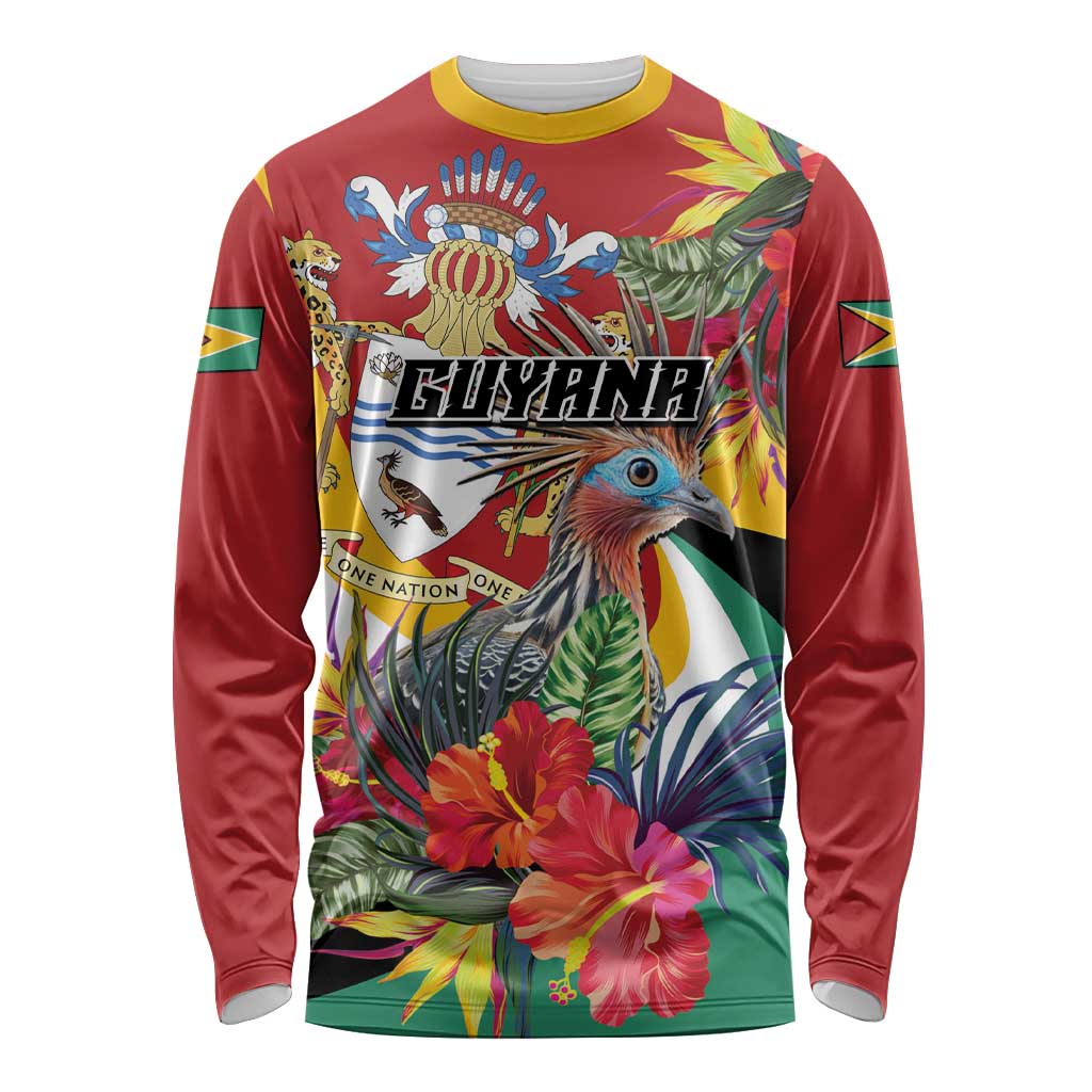 Personalized Guyana Canje Pheasant Long Sleeve Shirt Tropical Flowers - Wonder Print Shop