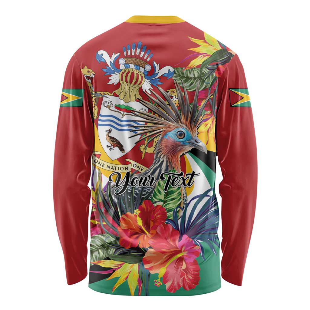 Personalized Guyana Canje Pheasant Long Sleeve Shirt Tropical Flowers - Wonder Print Shop