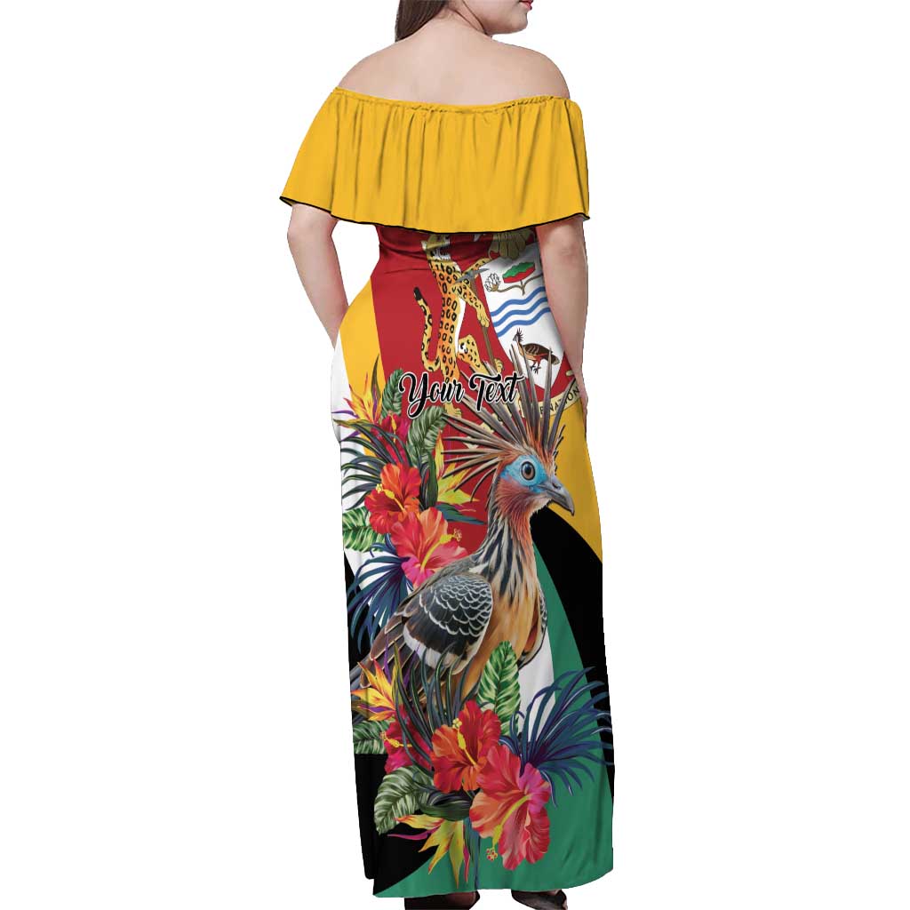 Personalized Guyana Canje Pheasant Off Shoulder Maxi Dress Tropical Flowers - Wonder Print Shop