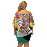 Personalized Guyana Canje Pheasant Off Shoulder Short Dress Tropical Flowers - Wonder Print Shop