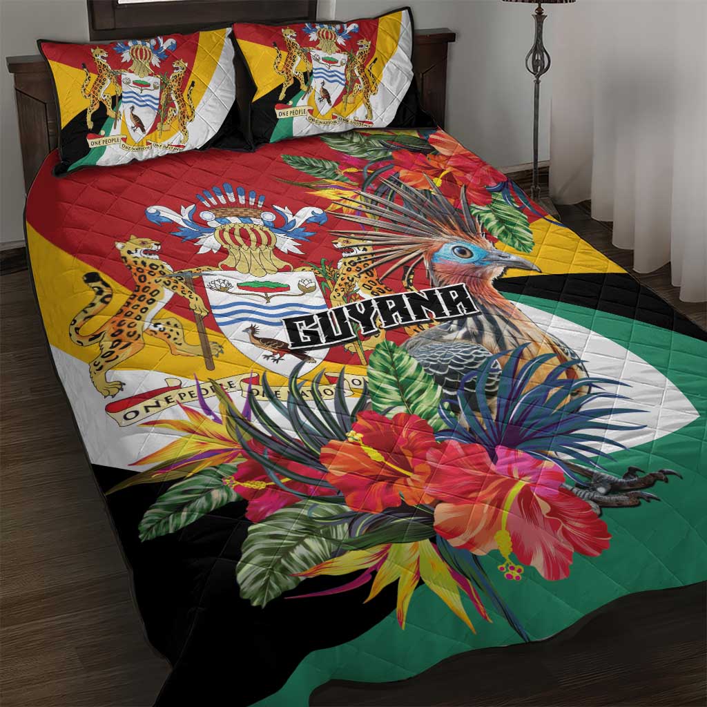 Guyana Canje Pheasant Quilt Bed Set Tropical Flowers - Wonder Print Shop