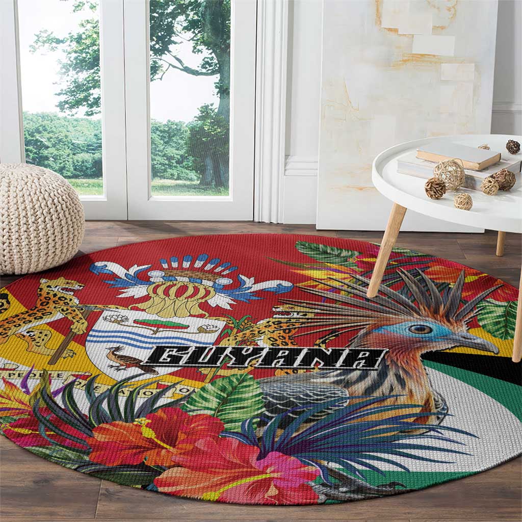 Guyana Canje Pheasant Round Carpet Tropical Flowers - Wonder Print Shop