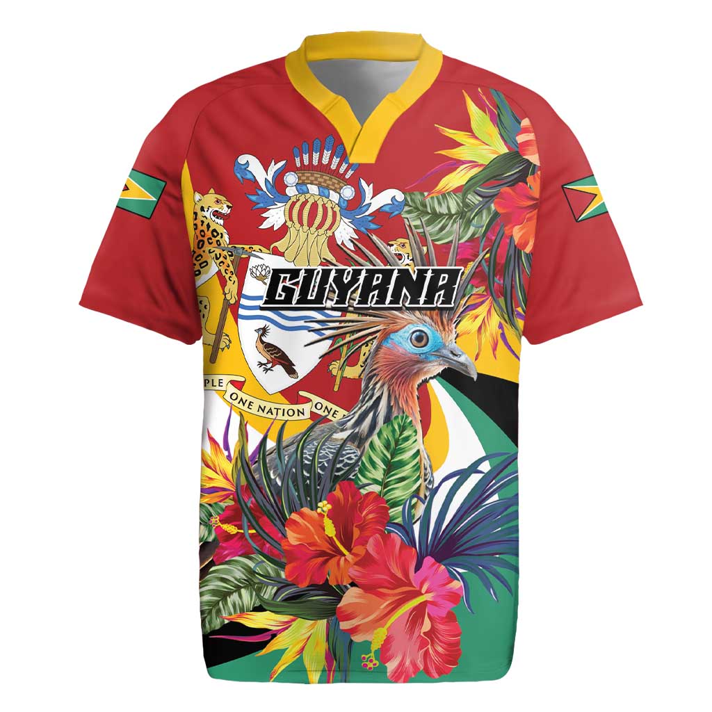 Personalized Guyana Canje Pheasant Rugby Jersey Tropical Flowers - Wonder Print Shop