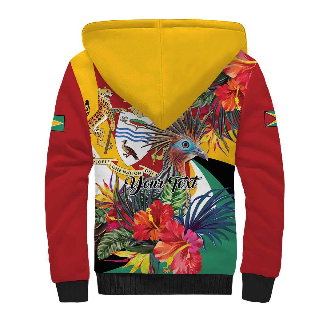 Personalized Guyana Canje Pheasant Sherpa Hoodie Tropical Flowers - Wonder Print Shop