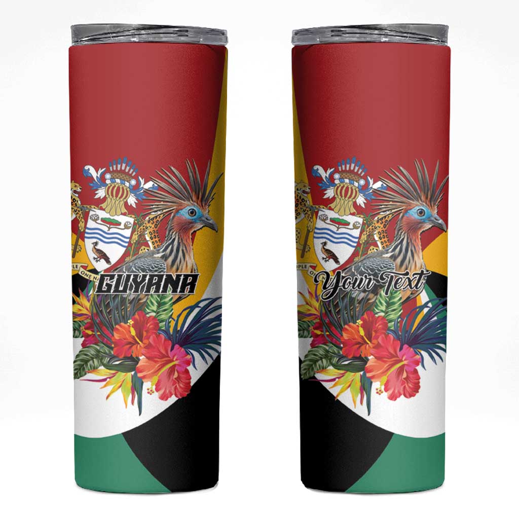 Personalized Guyana Canje Pheasant Skinny Tumbler Tropical Flowers - Wonder Print Shop