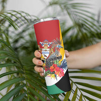 Personalized Guyana Canje Pheasant Skinny Tumbler Tropical Flowers - Wonder Print Shop