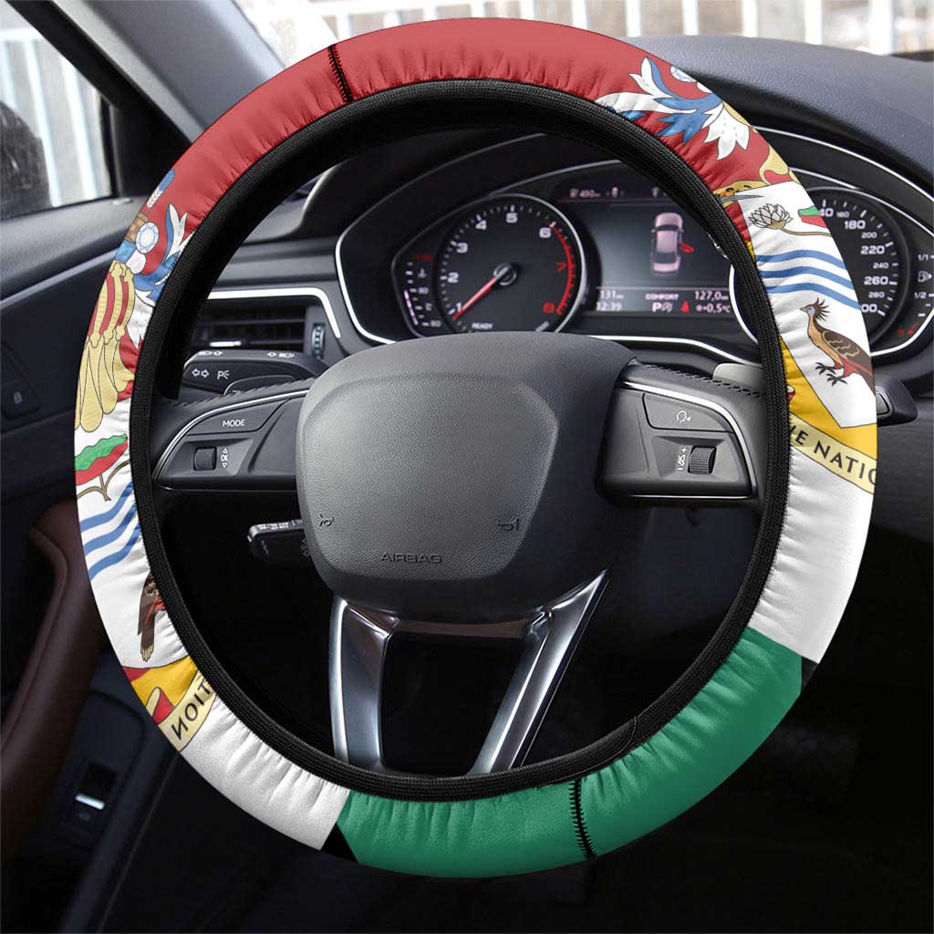 Guyana Canje Pheasant Steering Wheel Cover Tropical Flowers - Wonder Print Shop