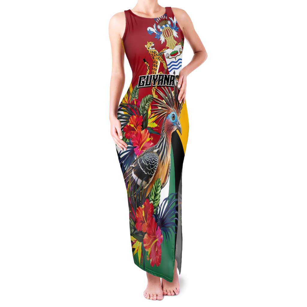Personalized Guyana Canje Pheasant Tank Maxi Dress Tropical Flowers - Wonder Print Shop