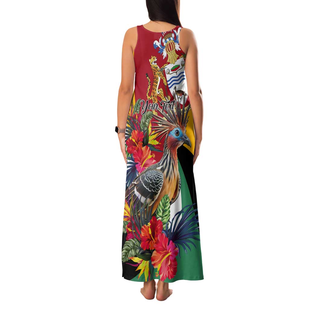 Personalized Guyana Canje Pheasant Tank Maxi Dress Tropical Flowers - Wonder Print Shop