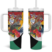 Personalized Guyana Canje Pheasant Tumbler With Handle Tropical Flowers - Wonder Print Shop