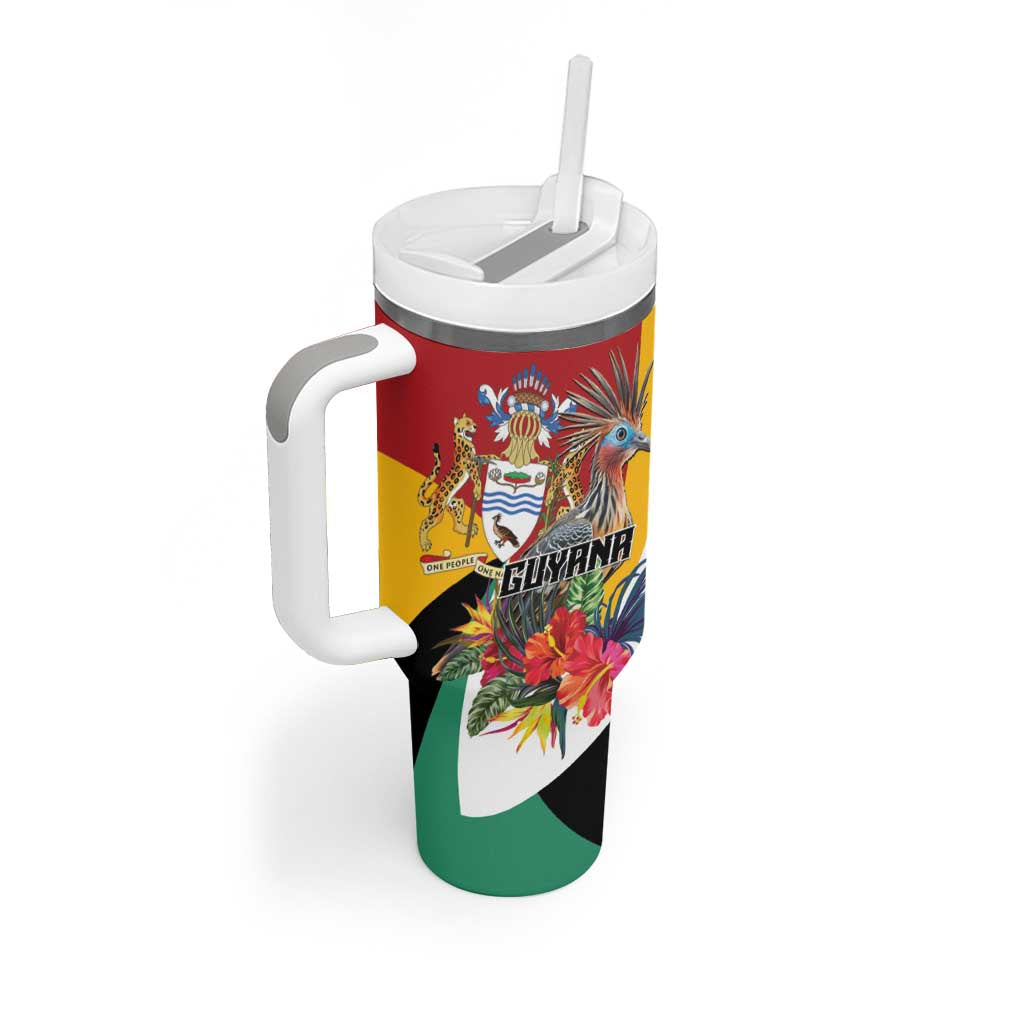 Personalized Guyana Canje Pheasant Tumbler With Handle Tropical Flowers - Wonder Print Shop