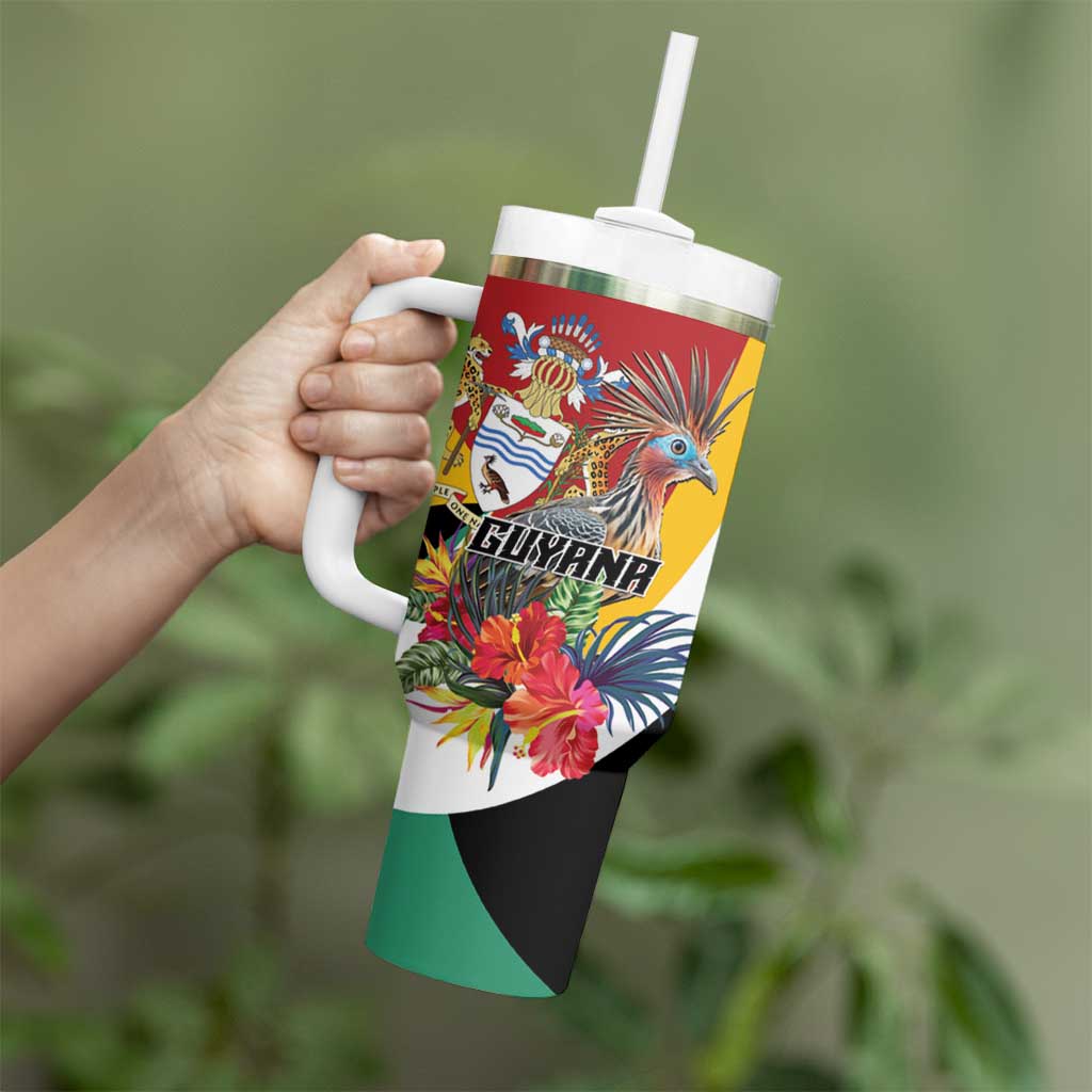 Personalized Guyana Canje Pheasant Tumbler With Handle Tropical Flowers - Wonder Print Shop