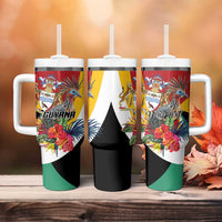Personalized Guyana Canje Pheasant Tumbler With Handle Tropical Flowers - Wonder Print Shop