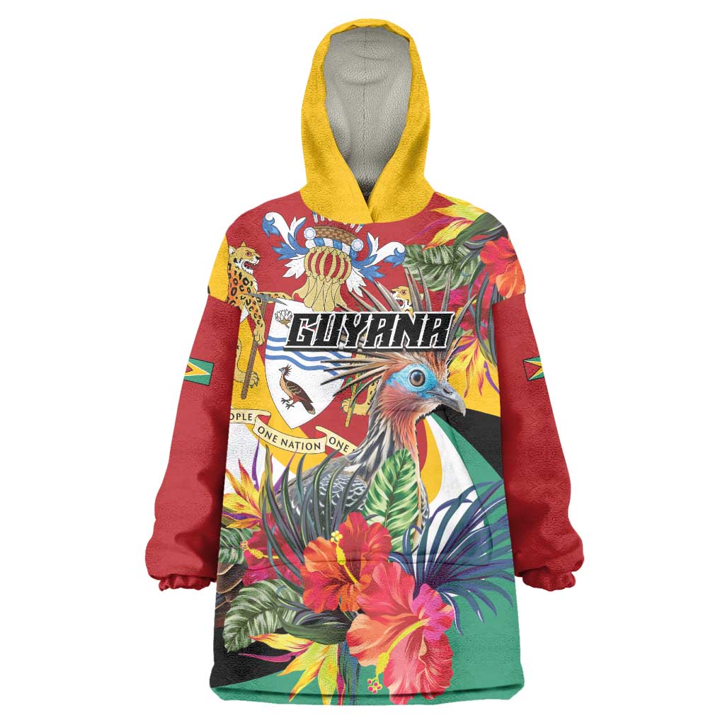 Personalized Guyana Canje Pheasant Wearable Blanket Hoodie Tropical Flowers - Wonder Print Shop