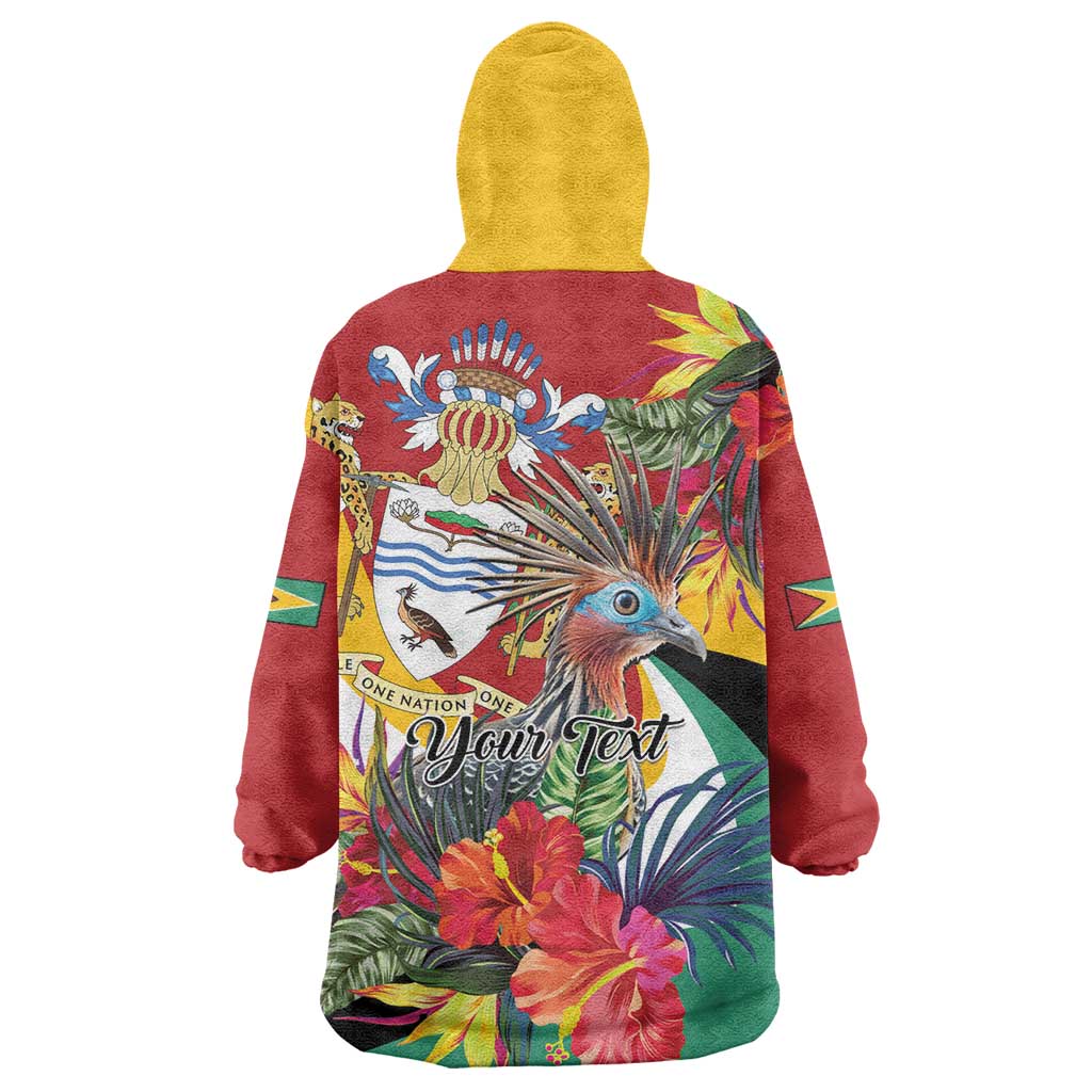 Personalized Guyana Canje Pheasant Wearable Blanket Hoodie Tropical Flowers - Wonder Print Shop