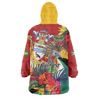 Personalized Guyana Canje Pheasant Wearable Blanket Hoodie Tropical Flowers - Wonder Print Shop