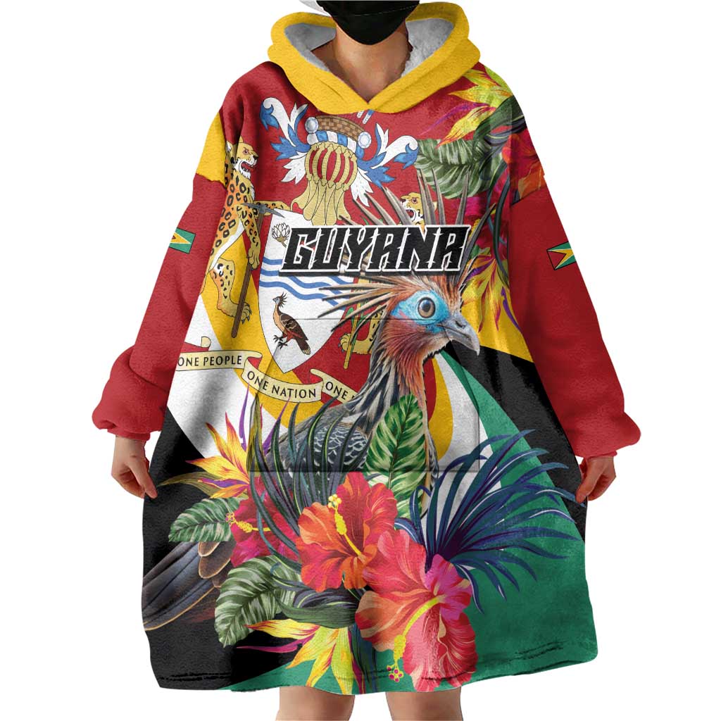 Personalized Guyana Canje Pheasant Wearable Blanket Hoodie Tropical Flowers - Wonder Print Shop