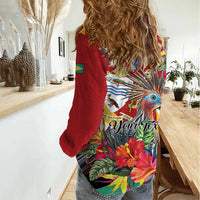 Personalized Guyana Canje Pheasant Women Casual Shirt Tropical Flowers - Wonder Print Shop